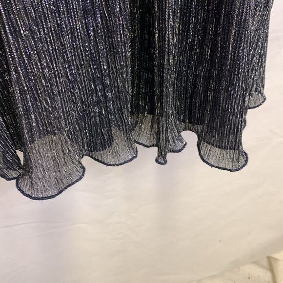 Enfocus Studio Navy and Silver Micro Pleated High Neck Sleeveless Dress Size 6 - Picture 9 of 14